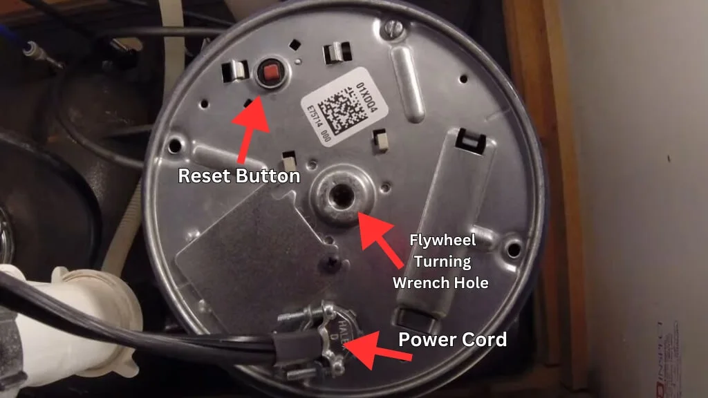 Underside view of garbage disposal