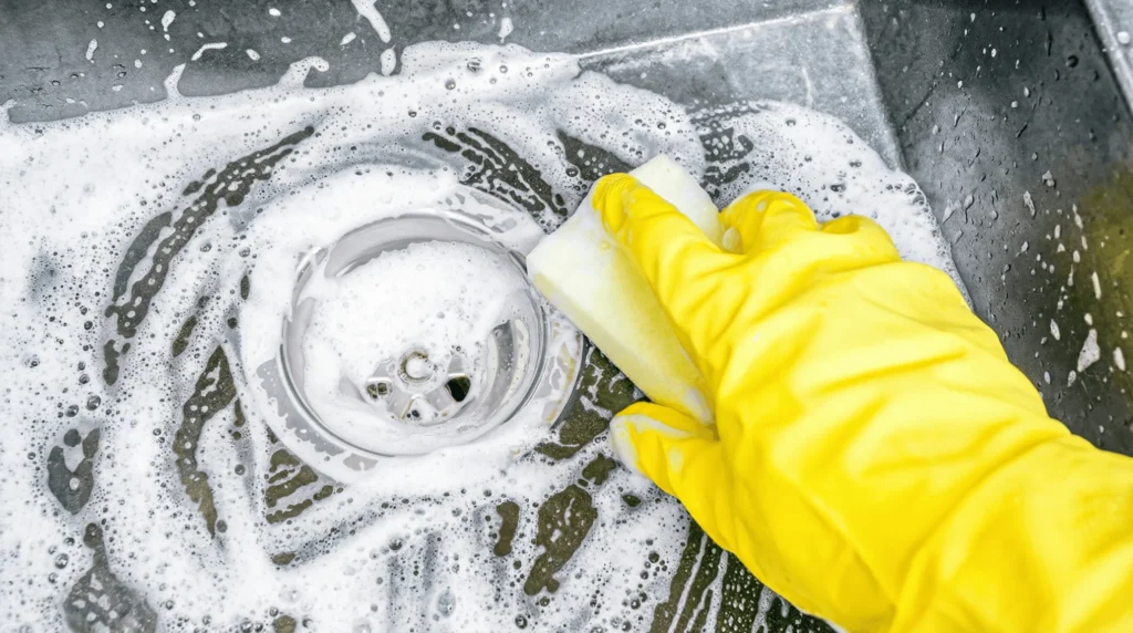 kitchen sink scrubbing