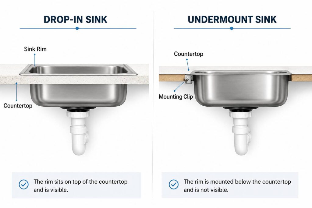 undermount vs drop-in kitchen sink comparison