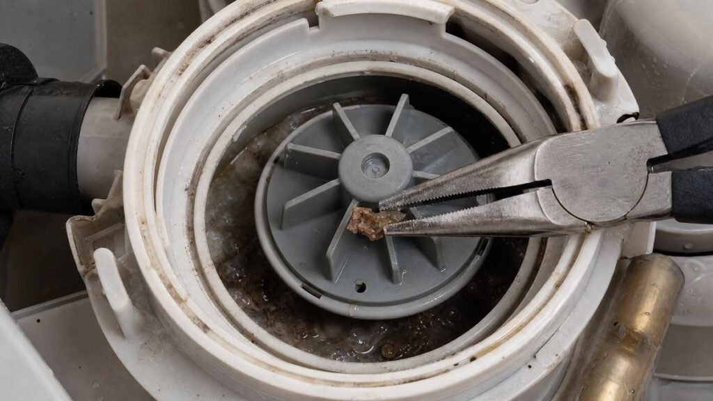 blocked dishwasher drain pump impeller 
